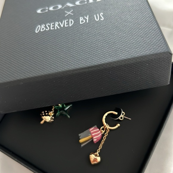 Coach Mismatched Star Heart Dangle Earrings - Picture 4 of 9